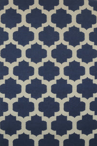 Blue moroccan hand woven dhurrie wool hand-woven rug for bedroom