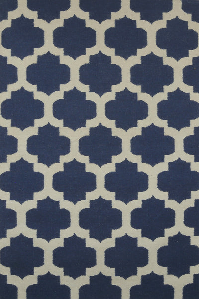 BLUE MOROCCAN HAND WOVEN DHURRIE
