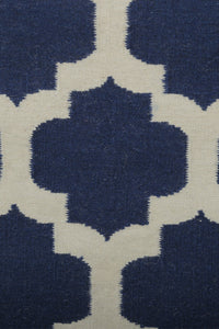 BLUE MOROCCAN HAND WOVEN DHURRIE by Imperial Knots - Image 3