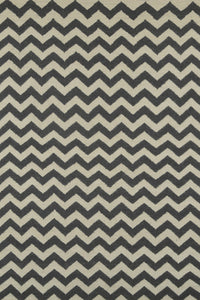 BLACK AND WHITE CHEVRON HAND WOVEN DHURRIE by Imperial Knots - Image 1