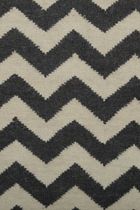 BLACK AND WHITE CHEVRON HAND WOVEN DHURRIE by Imperial Knots - Image 3