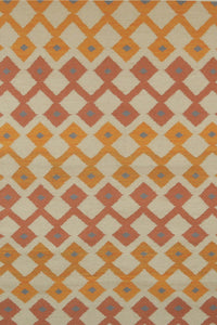 Orange diamond vintage hand woven kilim dhurrie wool hand-woven rug for living