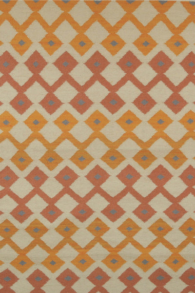 ORANGE DIAMOND VINTAGE HAND WOVEN KILIM DHURRIE