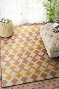 ORANGE DIAMOND VINTAGE HAND WOVEN KILIM DHURRIE by Imperial Knots - Image 2