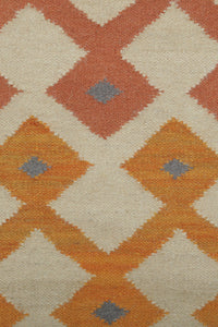 ORANGE DIAMOND VINTAGE HAND WOVEN KILIM DHURRIE by Imperial Knots - Image 3