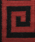 RED AND BLACK GREEK KEY HAND WOVEN DHURRIE by Imperial Knots - Image 3