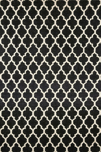 Black and white moroccan hand woven dhurrie wool hand-woven rug for bedroom