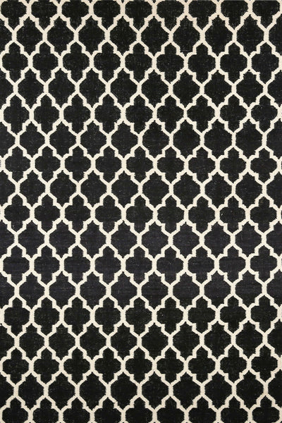 BLACK AND WHITE MOROCCAN HAND WOVEN DHURRIE