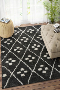 CHARCOAL WHITE TRIBAL HAND TUFTED CARPET by Imperial Knots - Image 2