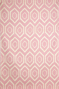PINK AND IVORY DIAMOND HAND WOVEN DHURRIE by Imperial Knots - Image 1