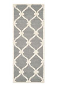 GREY AND IVORY GEOMETRIC HAND TUFTED RUNNER CARPET by Imperial Knots - Image 1