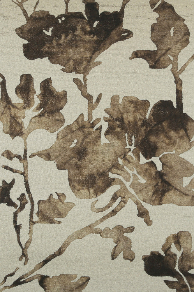 IVORY BROWN DIP DYED FLORAL HAND TUFTED CARPET