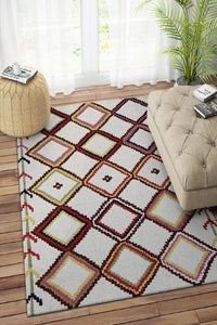 IVORY MULTICOLOR GEOMETRIC HAND TUFTED CARPET by Imperial Knots - Image 2