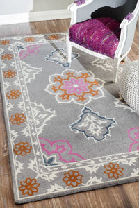 GREY MULTICOLOR TRADITIONAL HAND TUFTED CARPET by Imperial Knots - Image 2