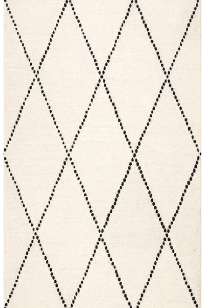 BLACK AND WHITE GEOMETRIC HAND TUFTED RUG