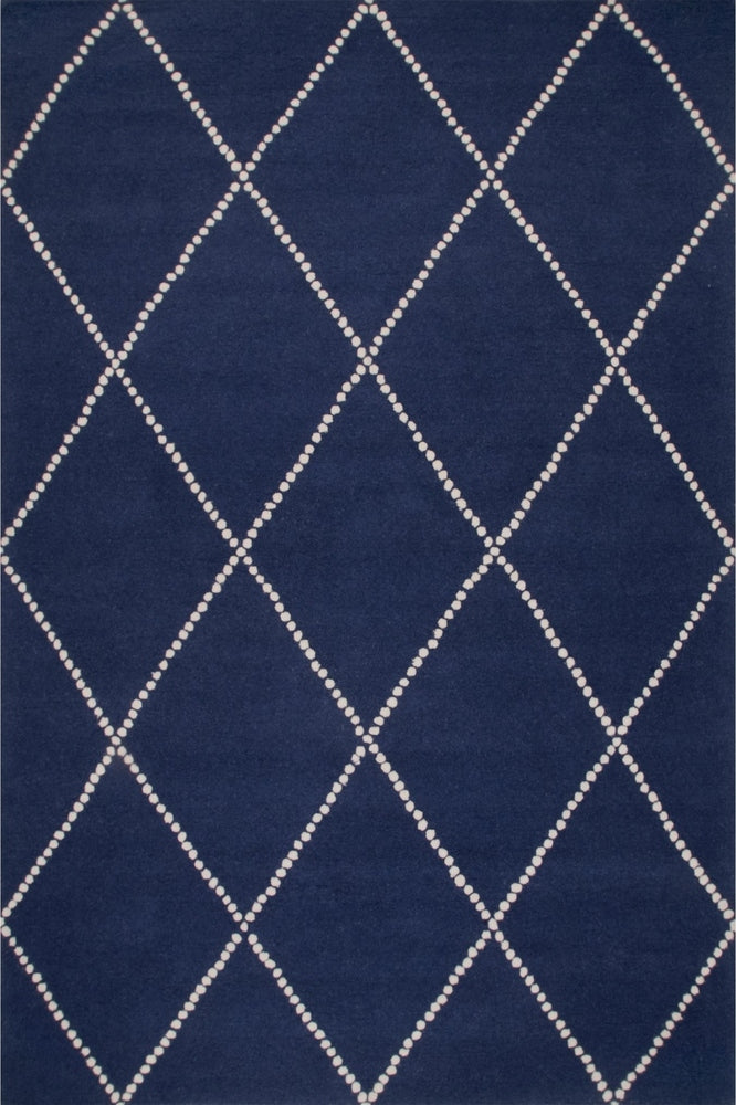 NAVY BLUE GEOMETRIC HAND TUFTED RUG