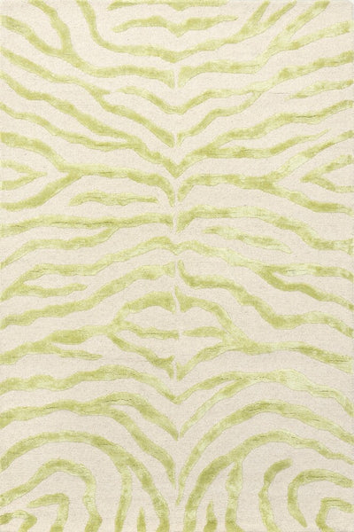 IVORY GREEN ANIMAL STRIPED HAND TUFTED