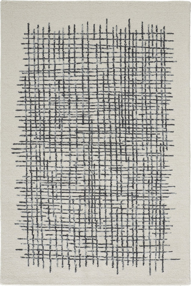 IVORY AND CHARCOAL GREY MODERN HAND TUFTED RUG