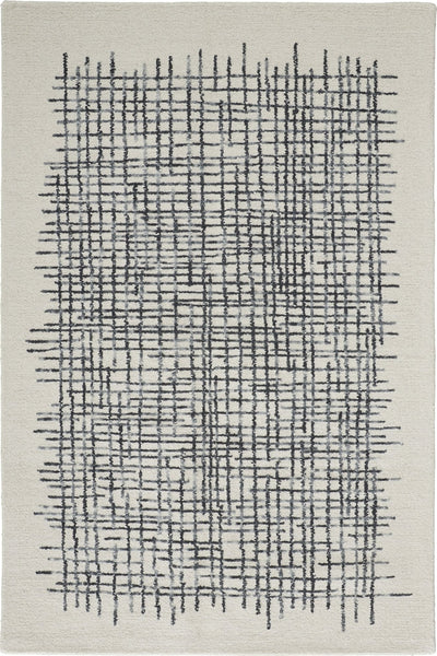 IVORY AND CHARCOAL GREY MODERN HAND TUFTED RUG