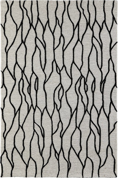 BLACK AND GREY MODERN HAND TUFTED RUG