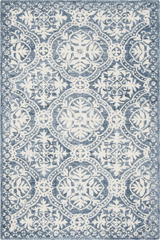 BLUE IVORY TRANSITIONAL HAND TUFTED RUG 