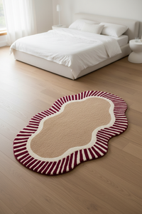 BEIGE & MAROON BORDER HAND TUFTED RUG