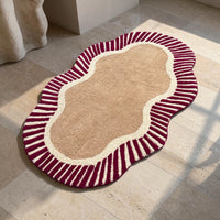 BEIGE & MAROON BORDER HAND TUFTED RUG