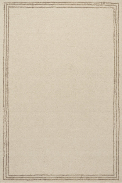 IVORY & TAUPE BORDER HAND TUFTED RUG