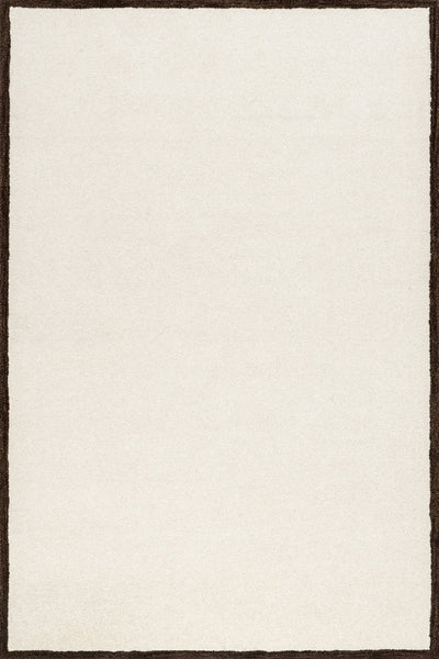 IVORY & BROWN BORDERED HAND TUFTED RUG