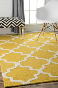 YELLOW AND IVORY MOROCCAN HAND TUFTED CARPET by Imperial Knots - Image 2