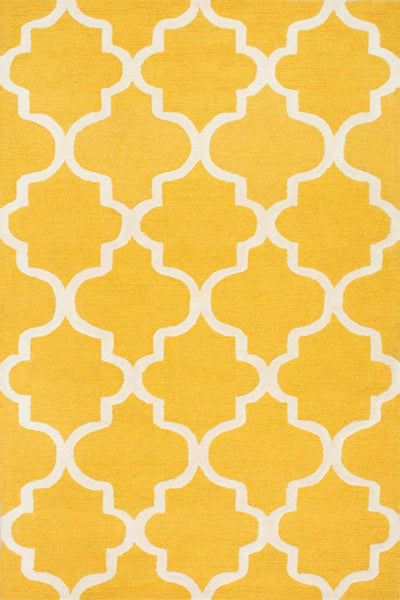 YELLOW AND IVORY MOROCCAN HAND TUFTED CARPET
