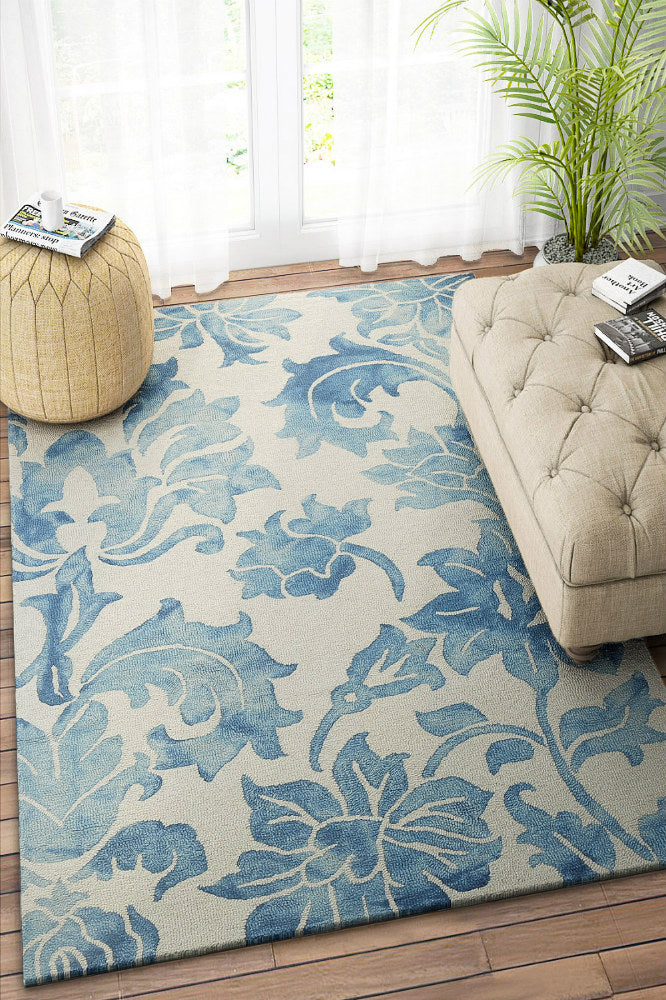 BLUE DIP DYED PAISLEY HAND TUFTED CARPET