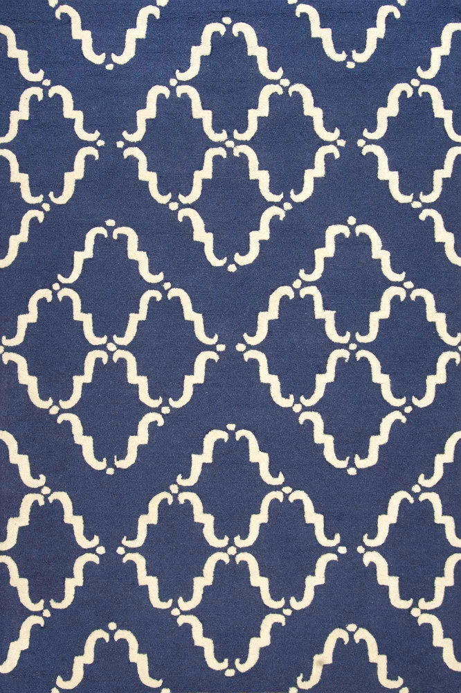 BLUE AND IVORY MOROCCAN HAND TUFTED CARPET