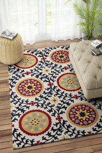 NAVY BLUE SUZANI HAND TUFTED CARPET by Imperial Knots - Image 2