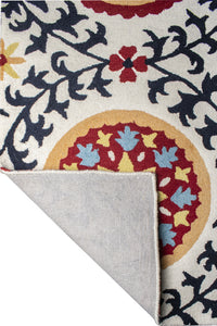 NAVY BLUE SUZANI HAND TUFTED CARPET by Imperial Knots - Image 4