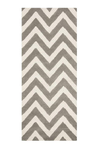 GREY AND IVORY CHEVRON HAND TUFTED RUNNER CARPET by Imperial Knots - Image 1