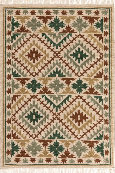 IVORY MULTICOLOR VINTAGE HAND WOVEN KILIM RUG luxury rug India