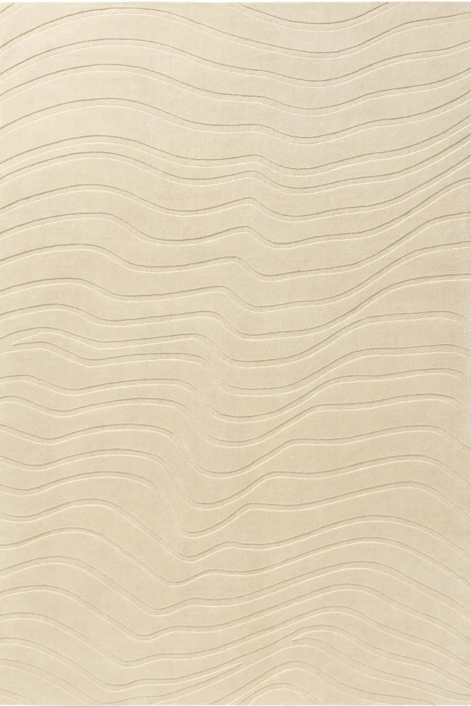 IVORY WAVES EMBOSSED HAND TUFTED RUG