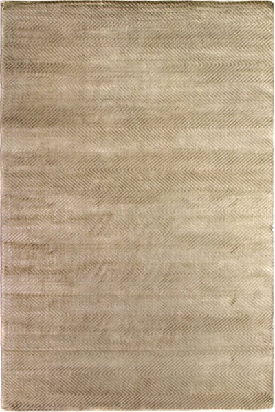 BEIGE CHEVRON HAND KNOTTED CARPET
