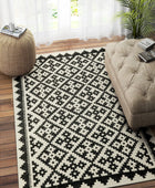 BLACK AND WHITE PIXEL HAND WOVEN KILIM DHURRIE by Imperial Knots - Image 1
