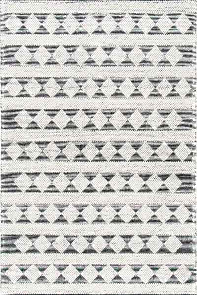 IVORY AND BLACK KILIM HAND WOVEN DHURRIE