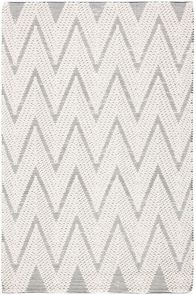 IVORY AND BLACK CHEVRON KILIM HAND WOVEN DHURRIE