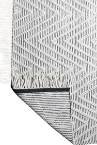 IVORY AND BLACK CHEVRON KILIM HAND WOVEN DHURRIE by Imperial Knots - Image 4