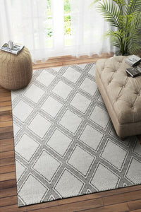 IVORY AND BLACK KILIM HAND WOVEN DHURRIE by Imperial Knots - Image 2