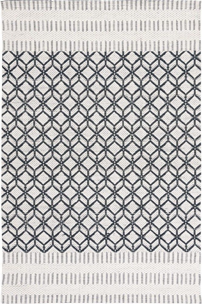 IVORY AND BLACK KILIM HAND WOVEN DHURRIE