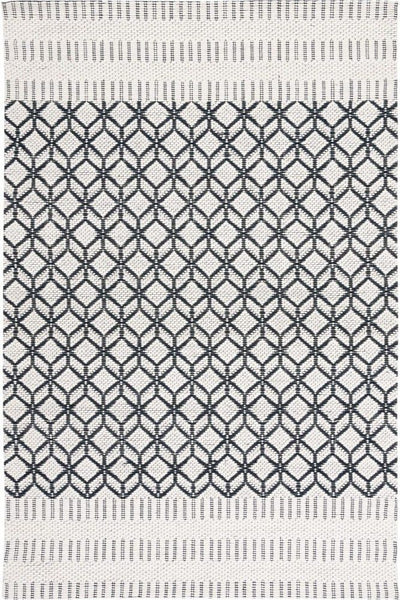 IVORY AND BLACK KILIM HAND WOVEN DHURRIE