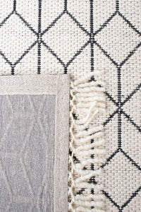 IVORY AND BLACK KILIM HAND WOVEN DHURRIE by Imperial Knots - Image 3