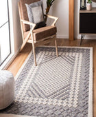 IVORY AND CHARCOAL KILIM HAND WOVEN DHURRIE by Imperial Knots - Image 2
