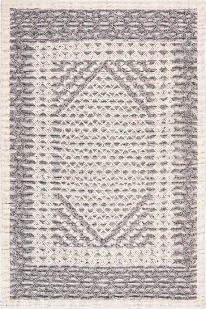 IVORY AND CHARCOAL KILIM HAND WOVEN DHURRIE by Imperial Knots - Image 1