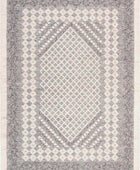 IVORY AND CHARCOAL KILIM HAND WOVEN DHURRIE by Imperial Knots - Image 1